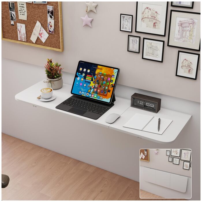 Розкладний настінний стіл uyoyous 120x402 см, настінний розкладний стіл, розкладний настінний стіл, розсувний обідній стіл, настінний стіл для пральні, кухні, офісу, балкону, ноутбука