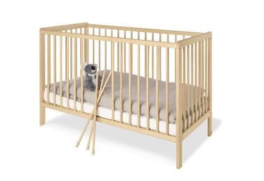 Дитяче ліжко Hanna (120 x 60 см) - з 2 знімними перекладинами, виготовлене з масиву бука, необробленого, 111314 -