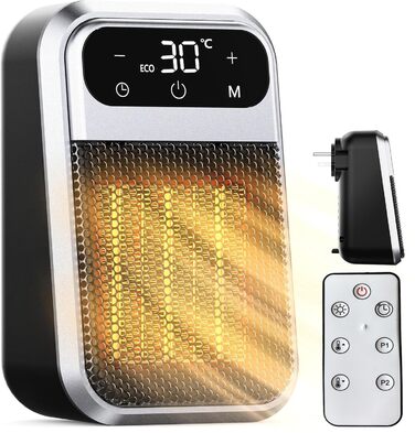 Підключається до мережі з вентилятором та дистанційним керуванням, міні-керамічний вентилятор для ванної кімнати, енергозберігаючий, тихий обігрів, променевий обігрівач потужністю 800 Вт з 12-годинним таймером, термостатом та захистом від перегріву для сп