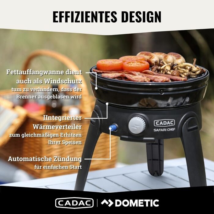 Гриль для кемпінгу Safari Chef 30 LP - 50mBar - Газовий гриль для кемпінгу - Сталь, алюміній і пластик - Газова плита для кемпінгу