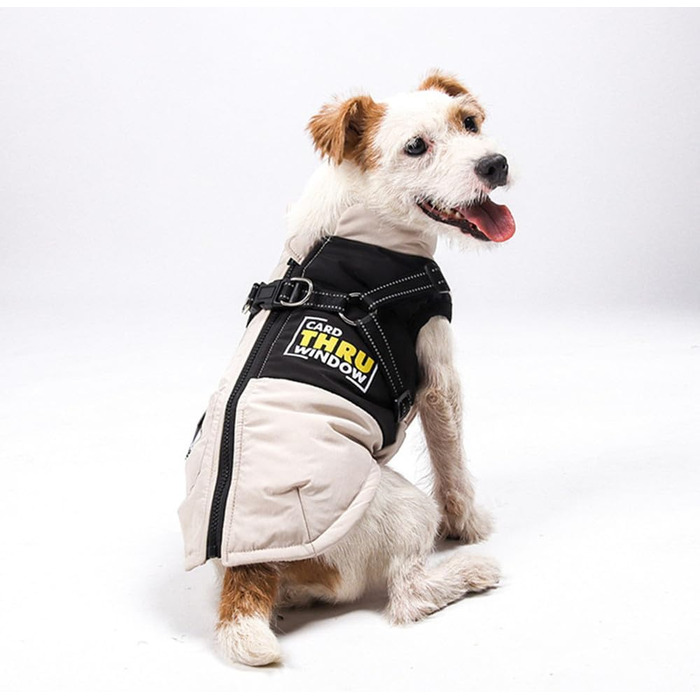 Зимова куртка для собак, костюм для домашніх тварин, водонепроникний та вітрозахисний, безрукавний жилет з бавовняною підкладкою та світловідбивачами на блискавці (чорний, L) Чорний L