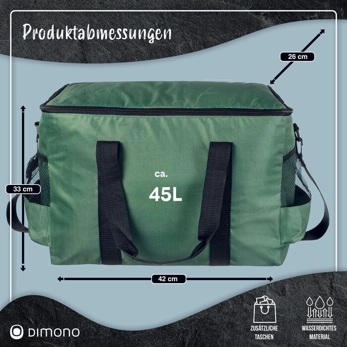 Сумка-холодильник XXL, ізольована сумка для напоїв та закусок, сумка для пікніка для кемпінгу, подорожей, відпусток, 15, 25 або 45 літрів - зелена