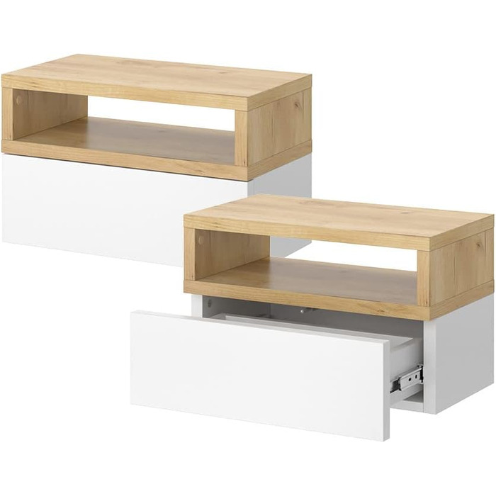 Тумба приліжкова Vicco Urbano, дуб золотистий/білий, 45 x 28 см Коричнева одномісна