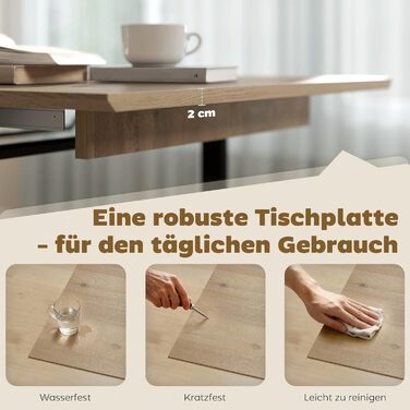 Розсувний обідній стіл HOMCOM 140/180 x 80 см, прямокутний кухонний стіл зі сталевими ніжками, 6-8 місць, для кухні, їдальні, натуральний