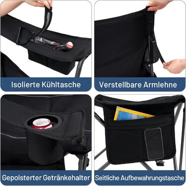 Складаний кемпінговий стілець TIMBER RIDGE, 2 шт., вантажопідйомність 200 кг, великий, ширина сидіння 63 см, зручний м&39який складний стілець з ізольованою сумкою-холодильником, кемпінговий стілець, складний стілець, садовий стілець, стілець для риболовл