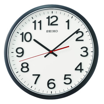 Настінний годинник Seiko QXA750K, чорний пластик, плавний хід секундної стрілки