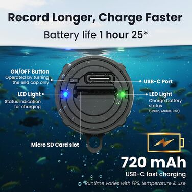 Підводна камера Westin Explore 28g - Рибальський аксесуар для лову коропа, камера для стежок з роздільною здатністю Full HD 1080p, водонепроникність до 200 м, яскраві кольори, час роботи від батареї 1 год 25 хв