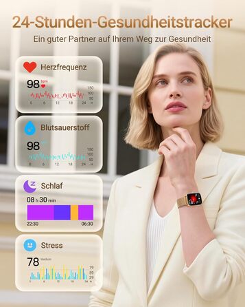 Розумний годинник для чоловіків та жінок з функцією телефону, фітнес-годинник 1,85 дюйма, понад 100 спортивних режимів, фітнес-трекер з моніторингом серцевого ритму/SpO2/сну, крокомір, водонепроникний спортивний годинник IP68 для iOS та Android, рожеве зо