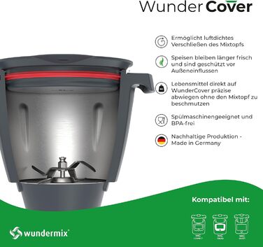 Кришка для зберігання свіжості WunderCover з функцією зважування Аксесуари для герметичної кришки чаші для змішування Monsieur Cuisine Вагова тарілка для Monsieur Cuisine Smart, Connect & Trend