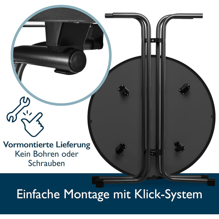 Розкладний стіл Beautissu 80 см Чорний Bellini Стійкий до подряпин, Стабільний, Захист від атмосферних впливів Стіл для бістро на вулиці, Круглий, Легке складання, Попередньо зібраний кронштейн Пивний стіл, Стіл для вечірок, Складаний барний стіл Ø 80 см 