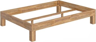 Ліжко Skølm Floki з масиву дуба 120x200 см - високоякісний каркас ліжка - каркас ліжка без узголів&39я - ліжко з натуральної промасленої деревини - ліжко 120x200 см, підходить як двоспальне ліжко - футон 120 x 200 см без узголів&39я - дуб