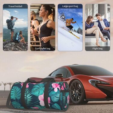 Гавайська дорожня сумка з рожевою квіткою, кругла форма, великий об'єм, легка та міцна, ідеальний подарунок для піших прогулянок, відпустки, ділових поїздок та іншого, Гавайська рожева квітка, універсальний розмір