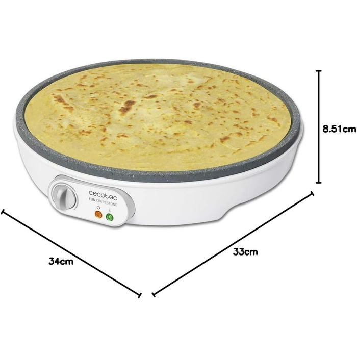Млинниця Cecotec Fun Crepestone. Антипригарне покриття RockStone, регульований контроль температури, діаметр 30,5 см, в комплекті