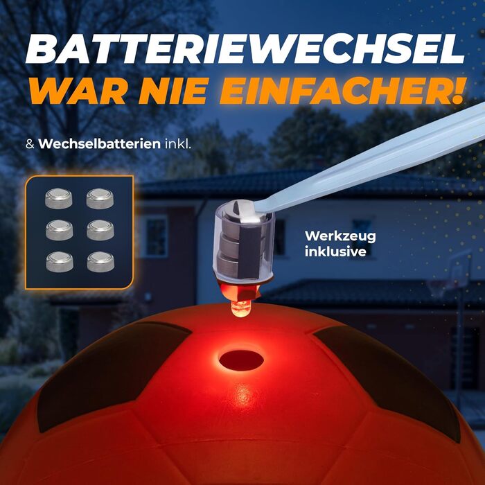 Футбол зі світлодіодним підсвічуванням - Офіційний розмір 3 - Ідеально підходить для дітей - Повний комплект - 2 світлодіоди з сенсорною активацією для розваг у темряві - Футбол, що світиться, Дитячий м'яч, що світиться, Футбол світиться Чорний/Помаранчев
