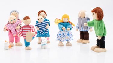 Дерев&39яний ляльковий будиночок для сім&39ї з котом та собакою, фігурки для лялькового будиночка для подарунка на аксесуари для лялькового будиночка