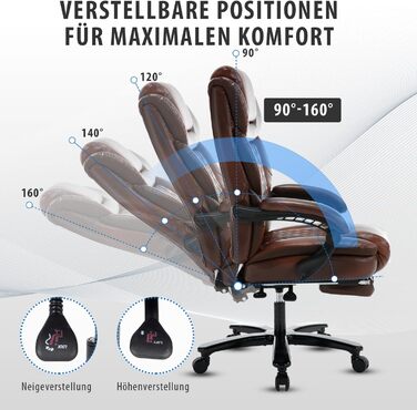 Ергономічне офісне крісло 200 кг з підставкою для ніг від болю в спині, крісло керівника PU Leader з високою спинкою та потовщеною підкладкою для домашнього офісу та офісу