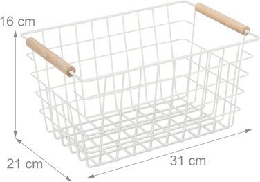 Дротяний кошик, дерев'яні ручки, прямокутний, решітчастий дизайн, одяг, аксесуари, металевий кошик, HBD 16x321 см, білий 1 білий 3 упаковки, 3 шт.