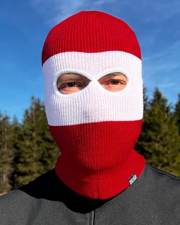 Шапка та балаклава PG Wear Troublemaker 2-в-1, червоно-білі смужки, один розмір