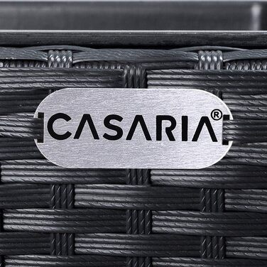 Набір із 3 квіткових горщиків Casaria, плетіння з поліратану, кашпо з водостічкою, вигляд ротанга, садове горщик для вулиці, квіткова коробка, чорний