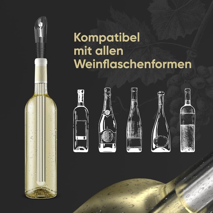 Штанга для охолодження вина Brilamo I Охолоджувач для вина з нержавіючої сталі I Набір з 5 предметів 2 шт. анги з оксамитовим міше