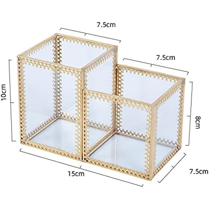 Скляний косметичний органайзер SLHEQING Золотистий вінтажний органайзер для макіяжу, коробка для зберігання косметики для губної помади, лаку для нігтів, косметичний пензлик