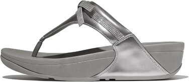 Жіночі шкіряні сандалі Fitflop Lulu Glitz-Bow з блискітками та бантом, розмір 42 EU, сріблясті