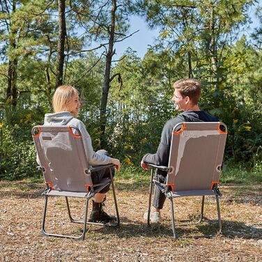 Крісло для кемпінгу Portal, складне, кемпінгове крісло, вантажопідйомність до 100 кг, легке, рибальське крісло, пляжне крісло, складне, висока спинка для садового фестивалю на свіжому повітрі, помаранчеве, сіре, сіро-помаранчеве