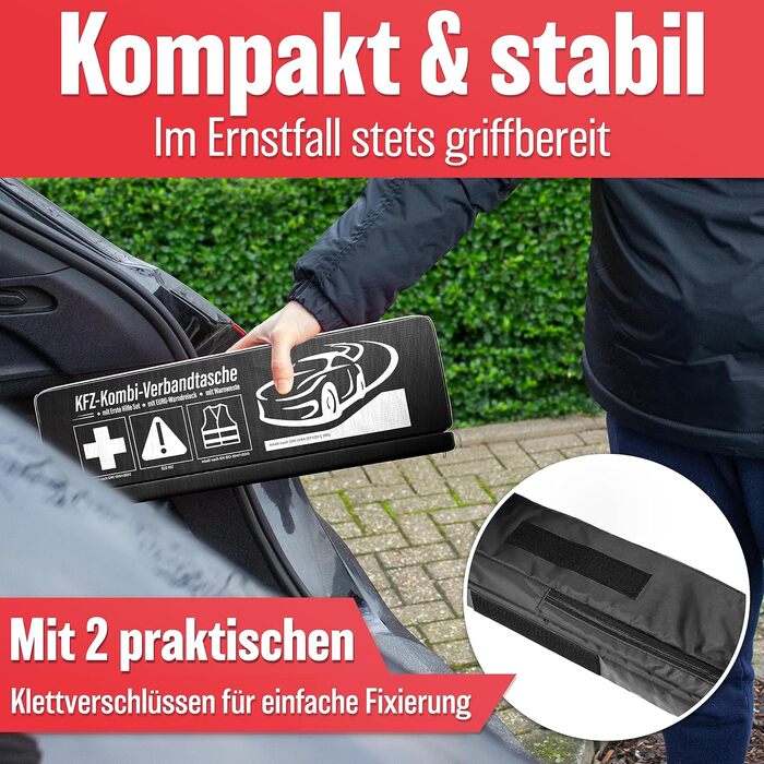 Аптечка 3 в 1 Car 2024 може бути використана і протестована по всій Європі (відповідає StVO) I Автомобільна комбінована сумка з по