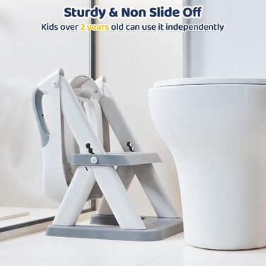 Дитяче сидіння для унітазу Wimaha, оновлене дитяче сидіння для унітазу 2 в 1 зі сходами, регульований по висоті складний дитячий т