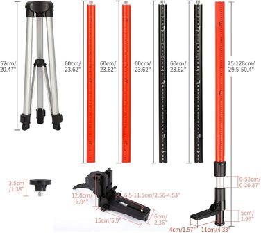 Телескопічний штатив Mountlaser з тримачем для лазера, телескопічною стійкою для поперечного лазера, телескопічною стійкою 3,7 м/12 футів для обертового лазера і поперечного лазера, з гвинтами SP2 з різьбою 1/4' і 5/8' зі штативом