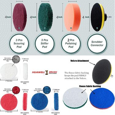 Щітка для свердління та набір мочалок із 24 предметів, подовжена довга насадка, універсальне очищення затирки, плитки, раковин, ванн, ванних кімнат, кухонь, чищення килимів, чищення затирки