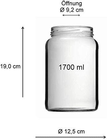 Набір з 2 банок для консервування, 1,7 літра, з кришкою, чорного кольору, включаючи етикетки