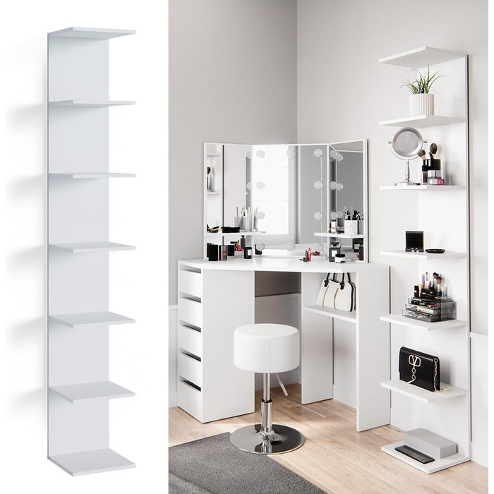 Настінна полиця Vicco Paolo, підвісна полиця, біла, 30 x 190 см, одинарна