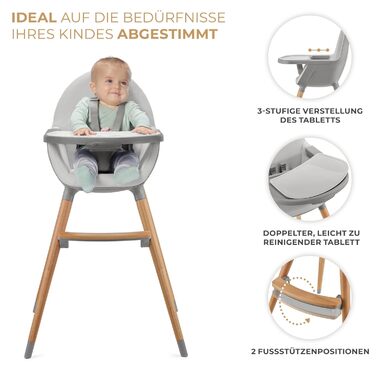 Стільчик для годування Kinderkraft FINI2 2 в 1, стільчик для годування, дитячий стільчик, комбінований стільчик для годування, дер