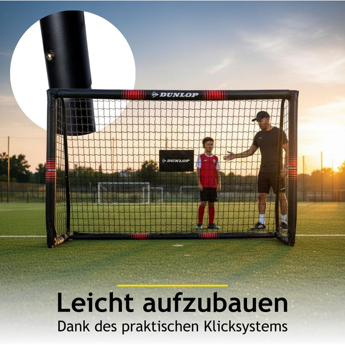Футбольні ворота Dunlop - Футбольні ворота 300 x 200 x 90 см - Футбольні ворота - Футбольні ворота для саду, дітей та дорослих - Футбольне тренувальне обладнання, для приміщень та вулиці - Металеві - Чорний/Білий, Чорний/Червоний 180x120x60 см