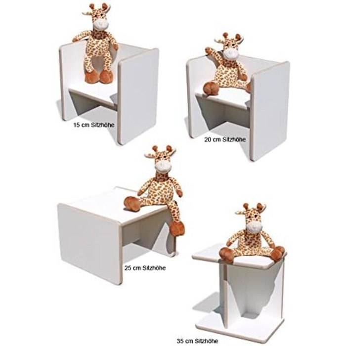 Двосторонній табурет - білий 2 кріплення 2-й вибір Стілець Монтессорі Дитяча лавка Дитяча лавка Табурет зроблений майстрами білий