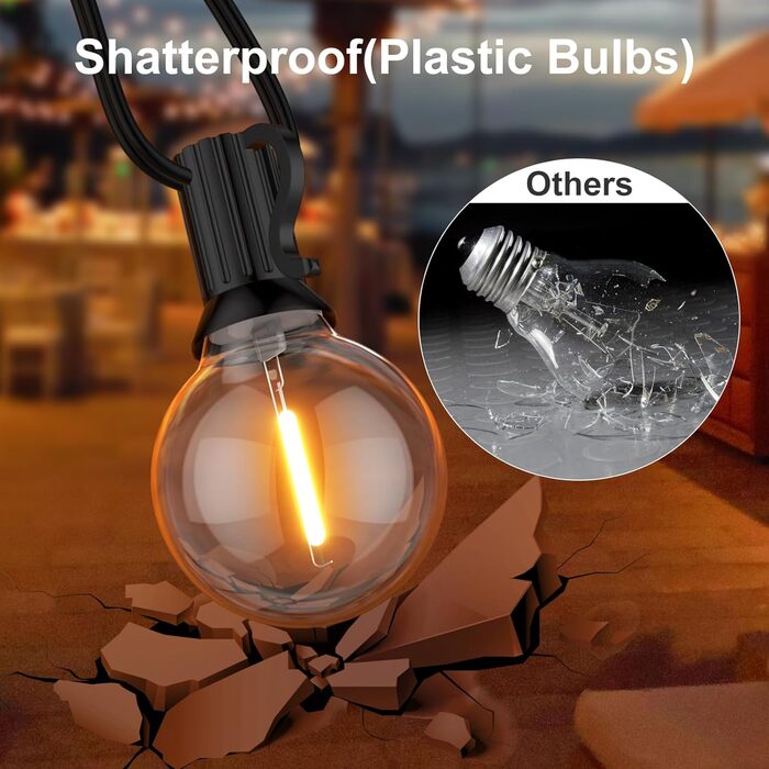 Світлодіодні казкові вогні GPATIO на відкритому повітрі, 18M казкові вогні на відкритому повітрі з 30 Теплі білі пластикові лампоч