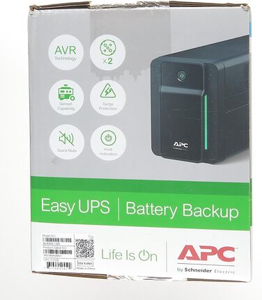 ДБЖ APC Easy UPS - BVX900LI-GR - джерело безперебійного живлення 900 ВА з виходами Schuko, резервний акумулятор і захист від перенапруг, резервний акумулятор зі стабілізатором стабілізатора, світлодіодні індикатори 900 ВА / 480 Вт DIN-виходи одинарні