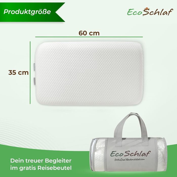 Ортопедична подушка Сертифікована Подушка для підтримки шиї, подушка для сну на боці, подушка для шиї з подвійної піни з ефектом пам&39яті Ергономічна подушка для голови Полегшення болю в шиї (60 x 35 x 12 см) 60x35x12