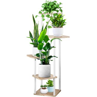 Рівнева дерев&39яна полиця для квітів, підставка для рослин, багаторівнева підставка для квітів, підставка для рослин, лавка для квітів, драбина для рослин, полиця для прикраси балкону в приміщенні (білий дуб) 5-рівнева, білий дуб, 5-
