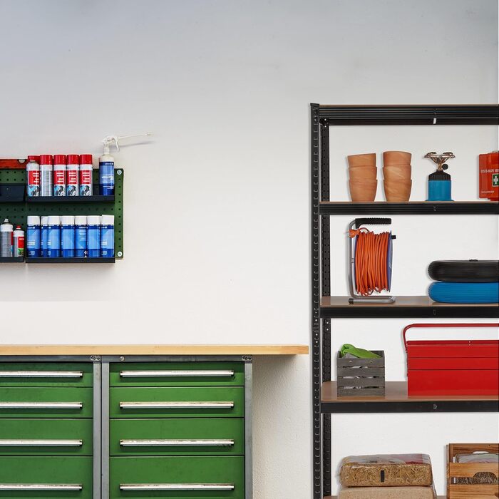 Міцний стелаж Relaxdays, ВxШxГ 180x100x60 см, 5 полиць, сталь, чорний Вантажопідйомність 1250 кг, вставний, для підвалу, гаража