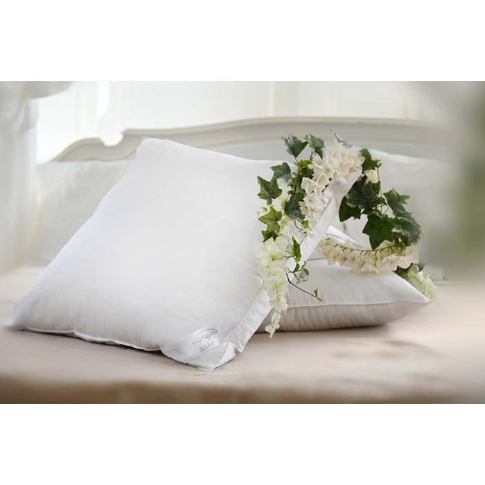 Розкішна 3-камерна подушка Aura 80 x 80 см, середня, зовнішній матеріал 90 високоякісний угорський пух I класу, внутрішній матеріал гусяче пір&39я, Oeko-Tex 100, ексклюзивний чохол зі 100 бавовни. Пухова подушка 80 x 80 середня