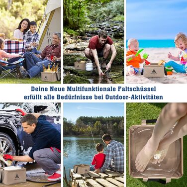 Складана чаша для кемпінгу 15 л/20 л, складне відро для кемпінгу, міцне брезентове відро, чаша для миття, ванна для миття посуду, рибальське відро для полоскання та охолодження (15 л, хакі) - D1 Square-хакі 15 л