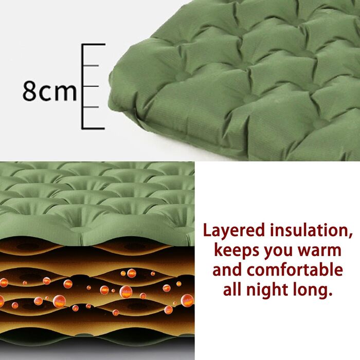 Ультралегкий надувний матрац Naturehike Tuye, R4.6, підходить для надзвичайно холодних умов з температурою -20 C, товщина 8 см, легко зберігається, ідеально підходить для походів та кемпінгу (186 * 58 * 8 см) 186*58*8 см