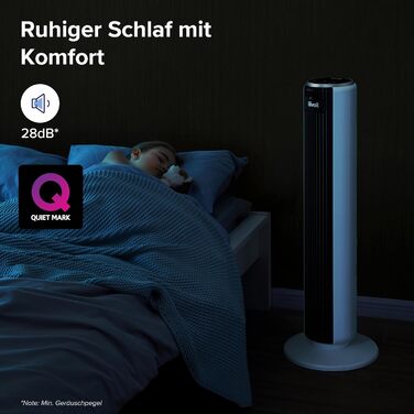 Безшумний баштовий вентилятор Levoit 28 дБ з розширеним режимом сну, вентилятор 7 м/с з дистанційним керуванням, баштовий вентилят