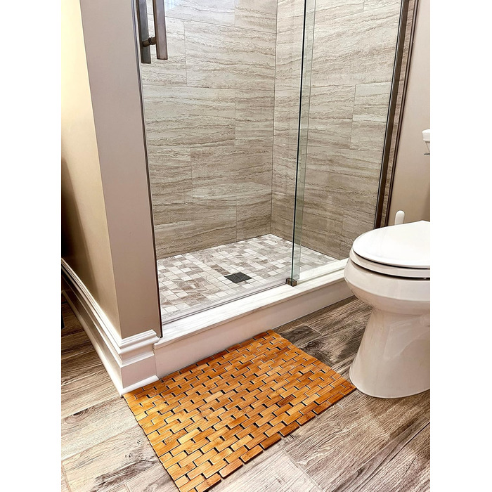 Колекція Mind Reader Bali, розкішний бамбуковий килимок для душу в рулоні, 23.5 'L x 16.5 W x 0.4 H, коричневий, коричневий