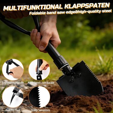 Набір для виживання 6-в-1 ніж, складний сокира та інструменти для активного відпочинку. Комплект обладнання для виживання з складною пилкою, складаним лопатею, кресалом. Ідеальний подарунок для чоловіків, які люблять кемпінг, пригоди та піші прогулянки.