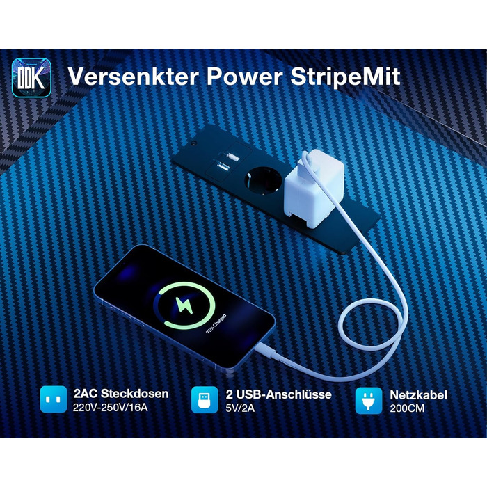 Ігровий стіл ODK зі світлодіодним освітленням, двосторонній ігровий стіл 150102 см з 2 розетками та 2 портами USB для зарядки, великий кутовий стіл із сітчастою полицею, чорний колір з вуглецевого волокна 150102 см з вуглецевого волокна, чорний колір