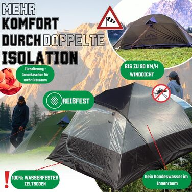 Намети GOALPINE для 1 та 2 дорослих Водонепроникність 4000 мм Маленький розмір у упаковці Для піших прогулянок, альпінізму та велотуризму Ультралегкі 3-4 сезони Швидке встановлення 2P ESKAPADE II - Зелені