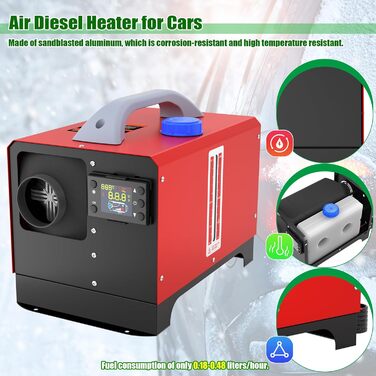 Дизельний паркувальний обігрівач потужністю 8 кВт, повітряний дизельний обігрівач 12 В з дистанційним керуванням, комплект повітряного дизельного обігрівача з РК-монітором та глушником, обігрівачі для будинків на колесах, автомобілів, вантажівок, будинків